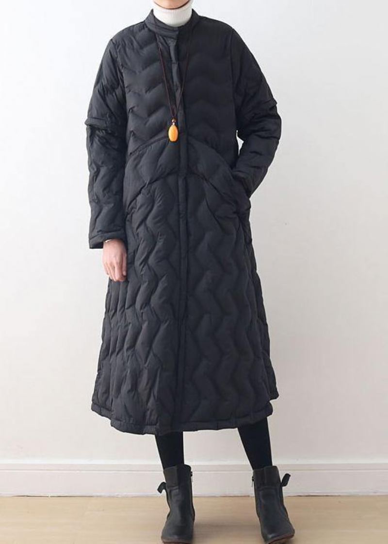 Parka Femme Tendance Grande Taille Col Haut Vestes Noir Blanc À Porter Des Deux Côtés Manteau D'hiver Chaud - Doudounes femmes