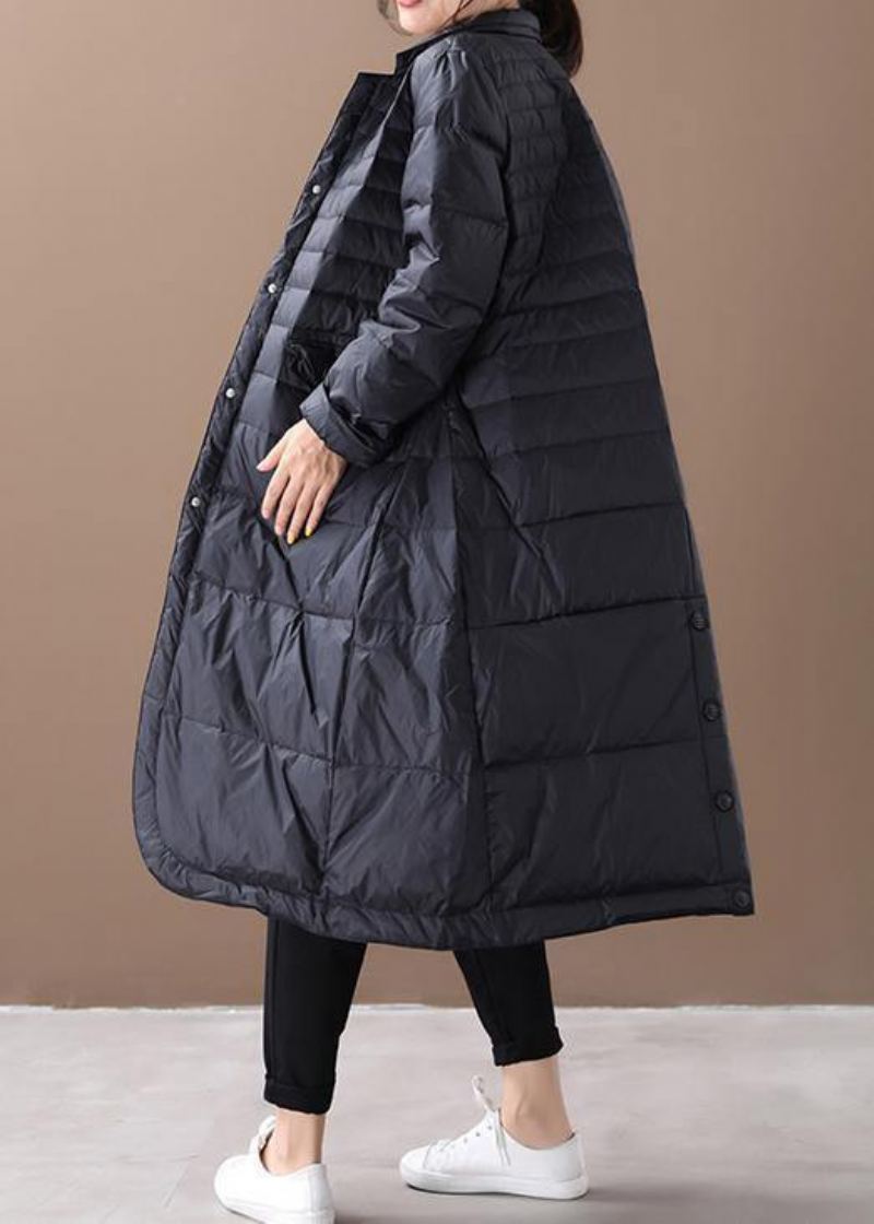 Parka Femme Tendance Grande Taille Manteaux Noir Poches Crantées Manteau En Duvet D'oie - Doudounes femmes