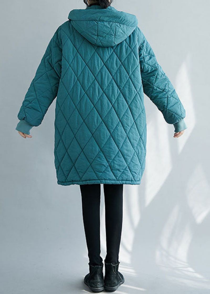 Parka D'hiver Bleue Élégante En Coton Fin Épais Avec Fermeture Éclair - Bleu