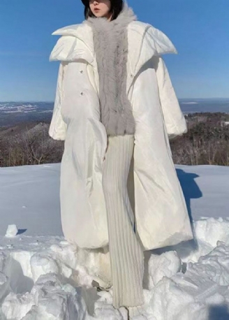 Parka D'hiver En Coton Fin Avec Poches Blanches Françaises Cravate À La Taille