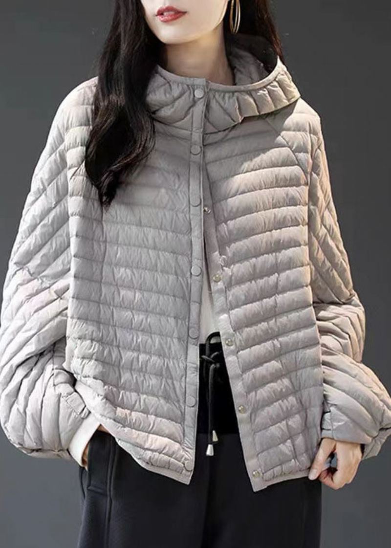 Parka D'hiver En Coton Fin À Rayures Grises De Grande Taille