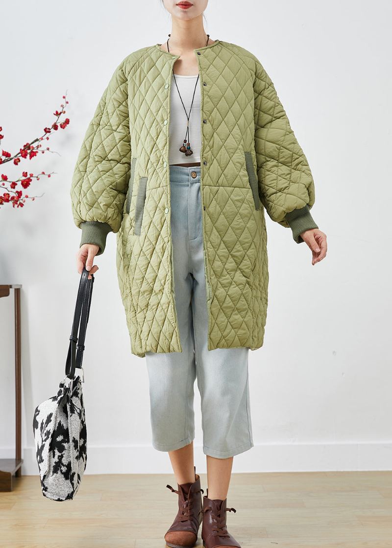 Parka D'hiver Pour Femme En Coton Fin Surdimensionné Vert Grande Taille À Carreaux Rempli De Fin