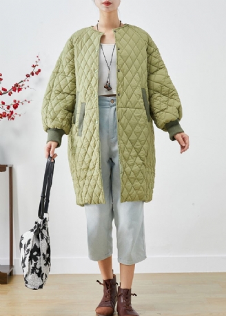 Parka D'hiver Pour Femme En Coton Fin Surdimensionné Vert Grande Taille À Carreaux Rempli De Fin