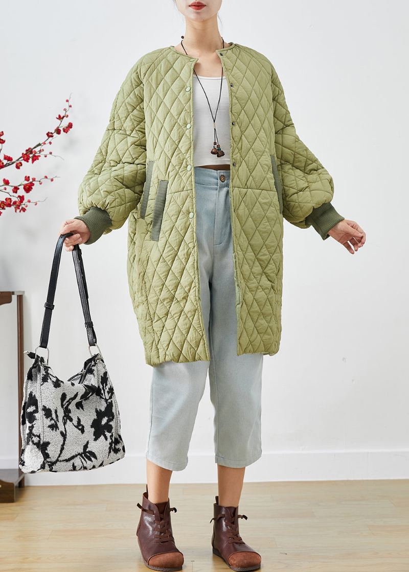 Parka D'hiver Pour Femme En Coton Fin Surdimensionné Vert Grande Taille À Carreaux Rempli De Fin - Doudounes femmes