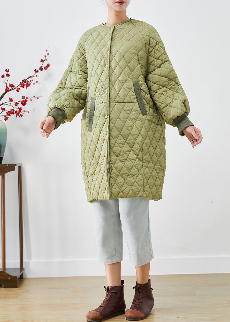 Parka D'hiver Pour Femme En Coton Fin Surdimensionné Vert Grande Taille À Carreaux Rempli De Fin - Doudounes femmes