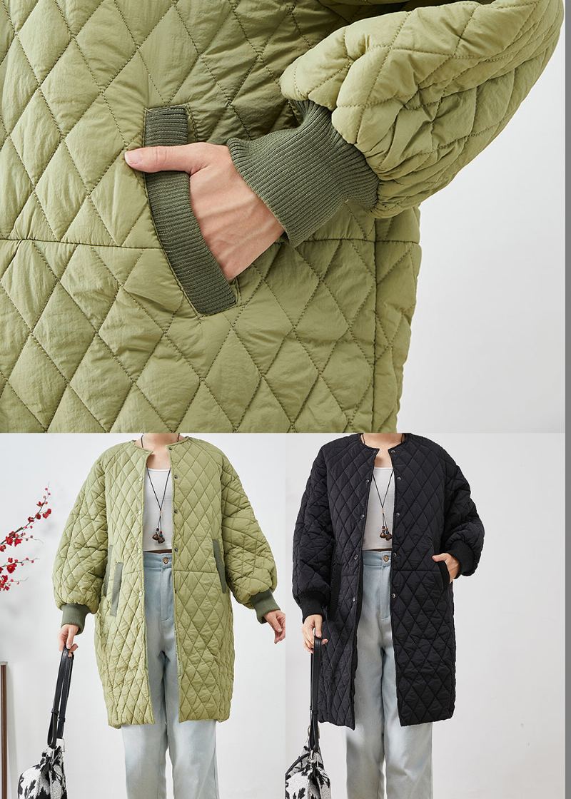 Parka D'hiver Pour Femme En Coton Fin Surdimensionné Vert Grande Taille À Carreaux Rempli De Fin - Doudounes femmes