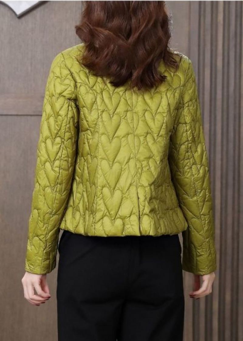 Parka D'hiver Pour Femmes En Coton Fin À Volants Vert Herbe Décontracté Patchwork Rempli De Fin - Doudounes femmes