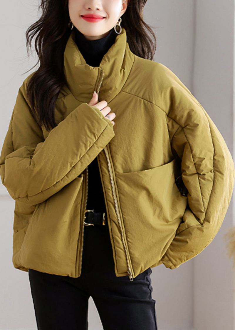 Parka D'hiver Jaune En Patchwork Avec Poches Zippées De Grande Taille