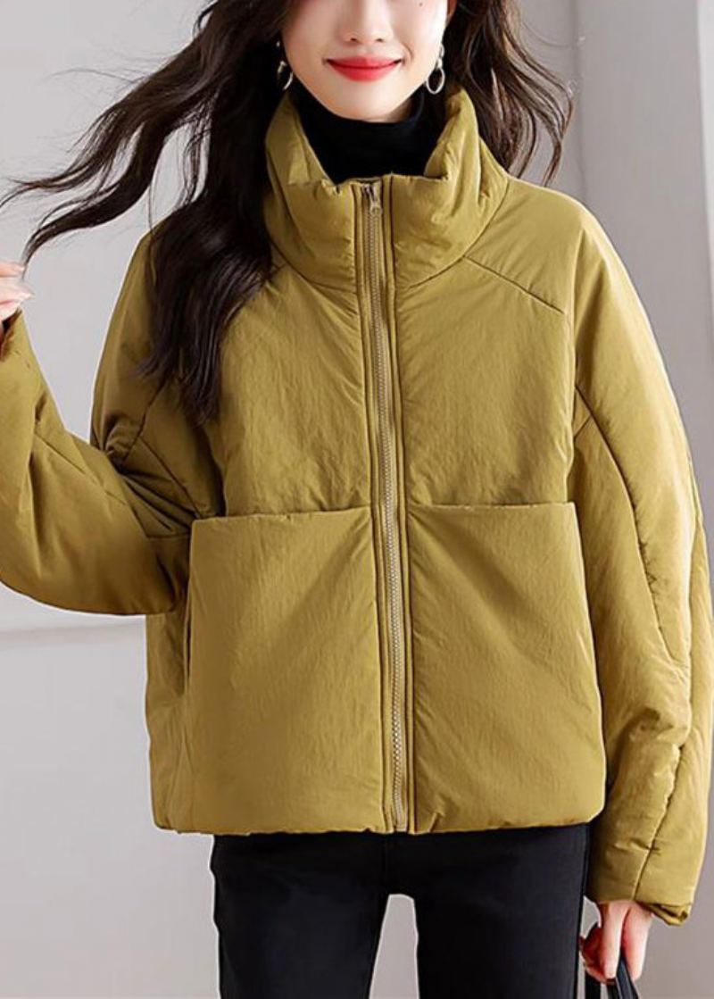 Parka D'hiver Jaune En Patchwork Avec Poches Zippées De Grande Taille - Doudounes femmes