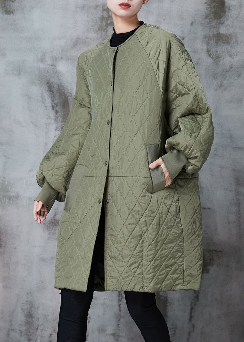 Parka D'hiver Moderne Avec Poches Surdimensionnées Vert Armée En Coton Fin