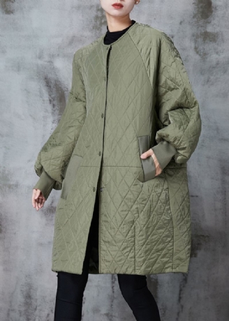 Parka D'hiver Moderne Avec Poches Surdimensionnées Vert Armée En Coton Fin