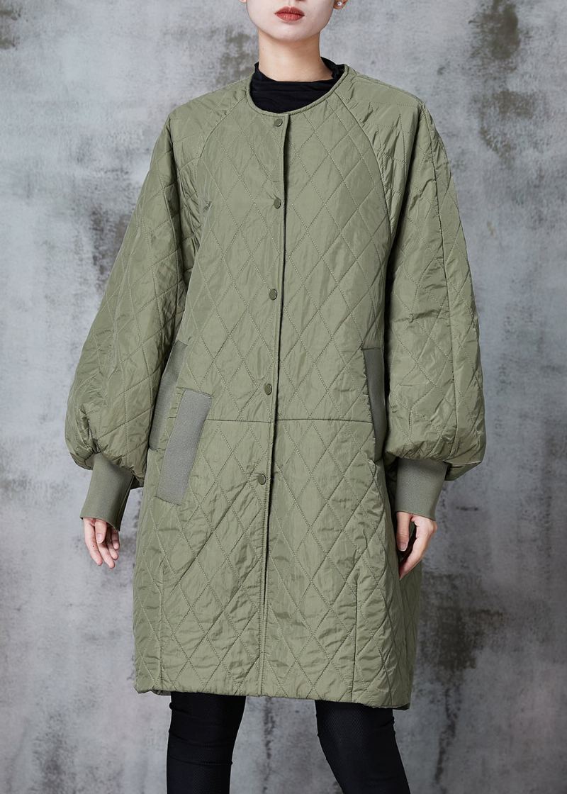 Parka D'hiver Moderne Avec Poches Surdimensionnées Vert Armée En Coton Fin - Doudounes femmes