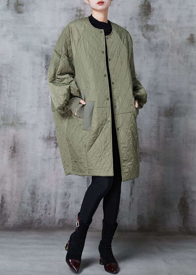 Parka D'hiver Moderne Avec Poches Surdimensionnées Vert Armée En Coton Fin - Doudounes femmes