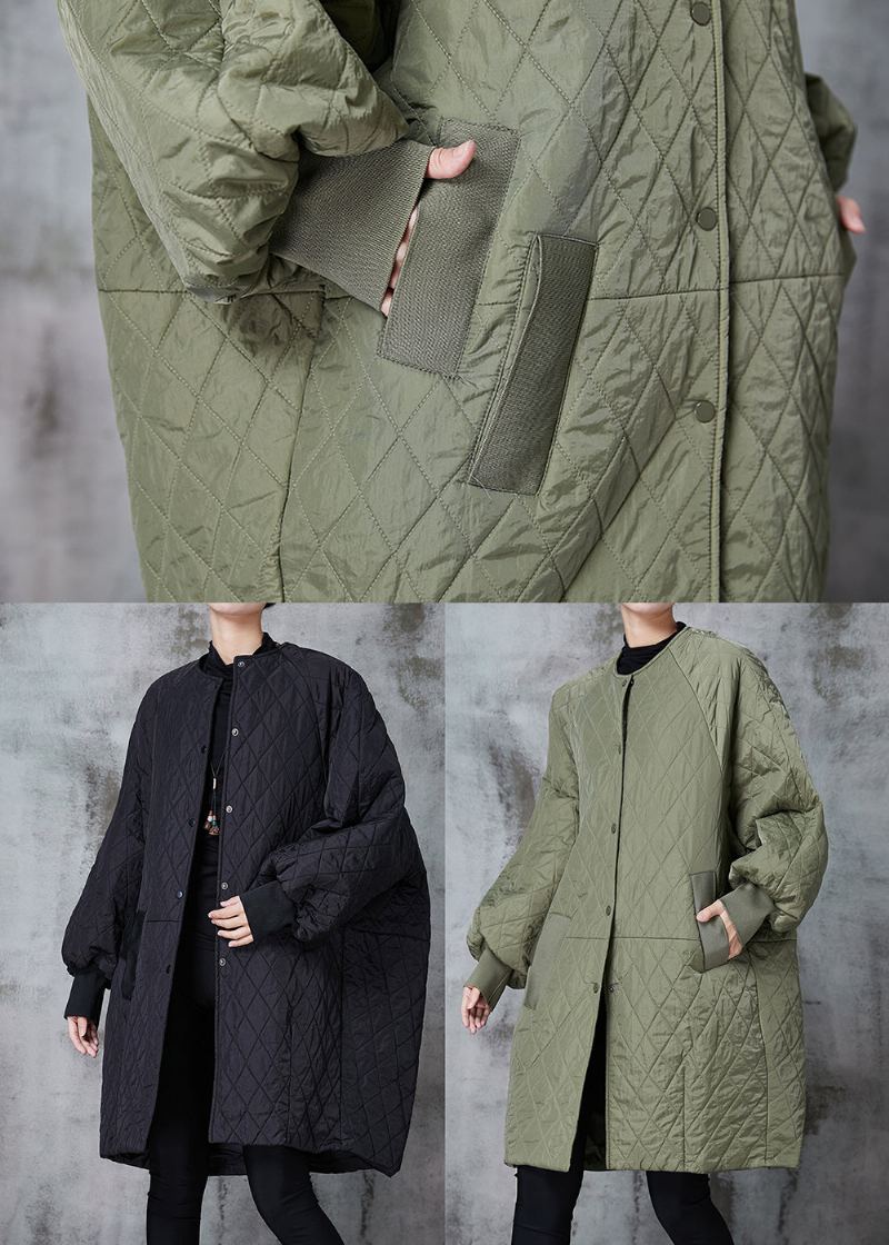 Parka D'hiver Moderne Avec Poches Surdimensionnées Vert Armée En Coton Fin - Doudounes femmes