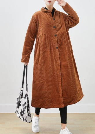 Parka D'hiver Rembourrée En Coton Fin Avec Poches Surdimensionnées Marron Boutique