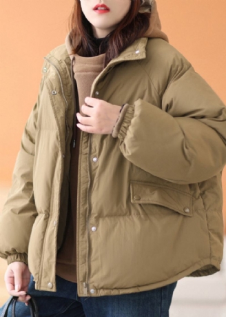 Parka D'hiver Remplie De Coton Avec Poches Zippées À Capuche Et Grande Taille