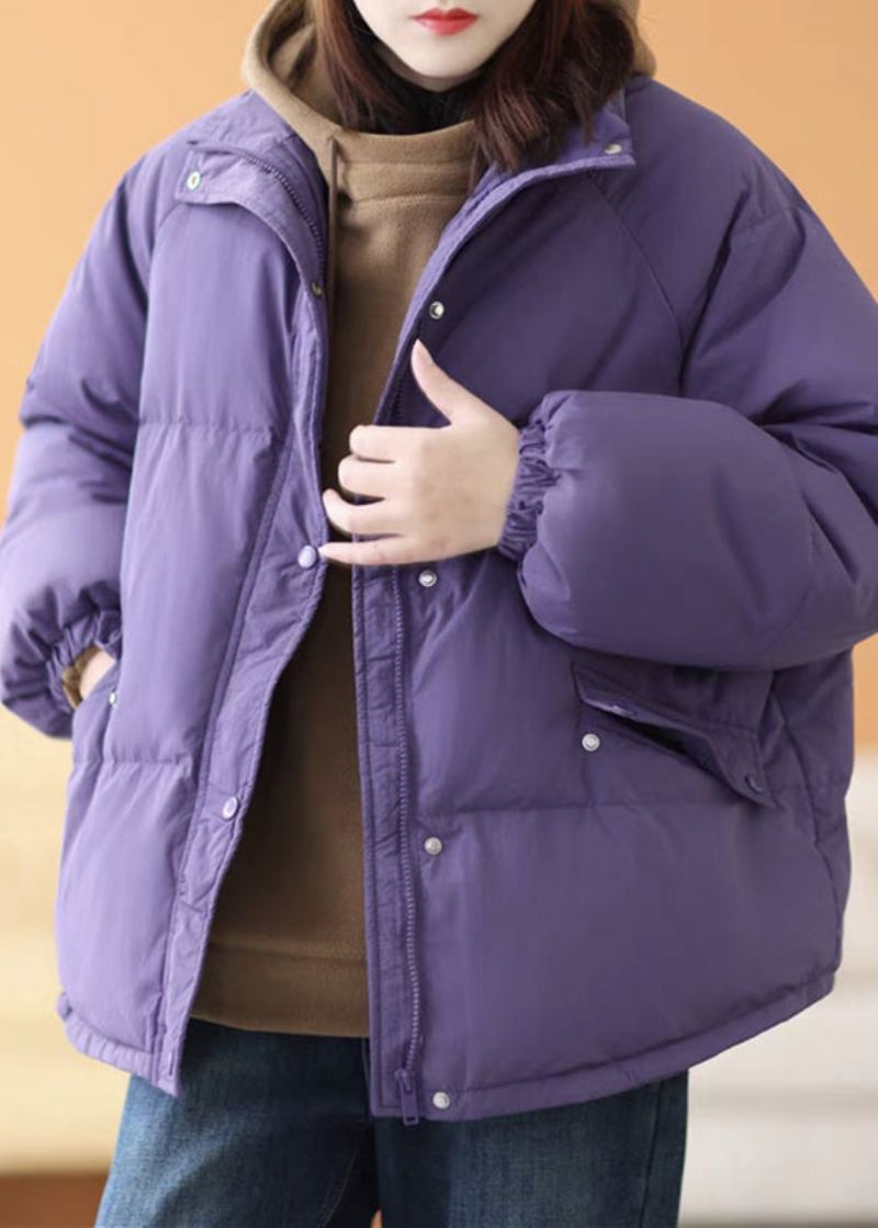 Parka D'hiver Remplie De Coton Avec Poches Zippées À Capuche Et Grande Taille - Doudounes femmes