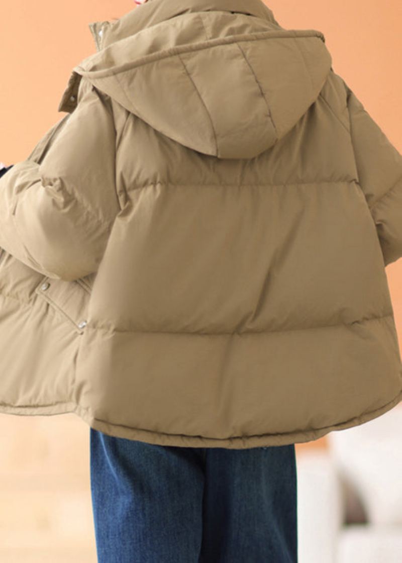 Parka D'hiver Remplie De Coton Avec Poches Zippées À Capuche Et Grande Taille - Doudounes femmes