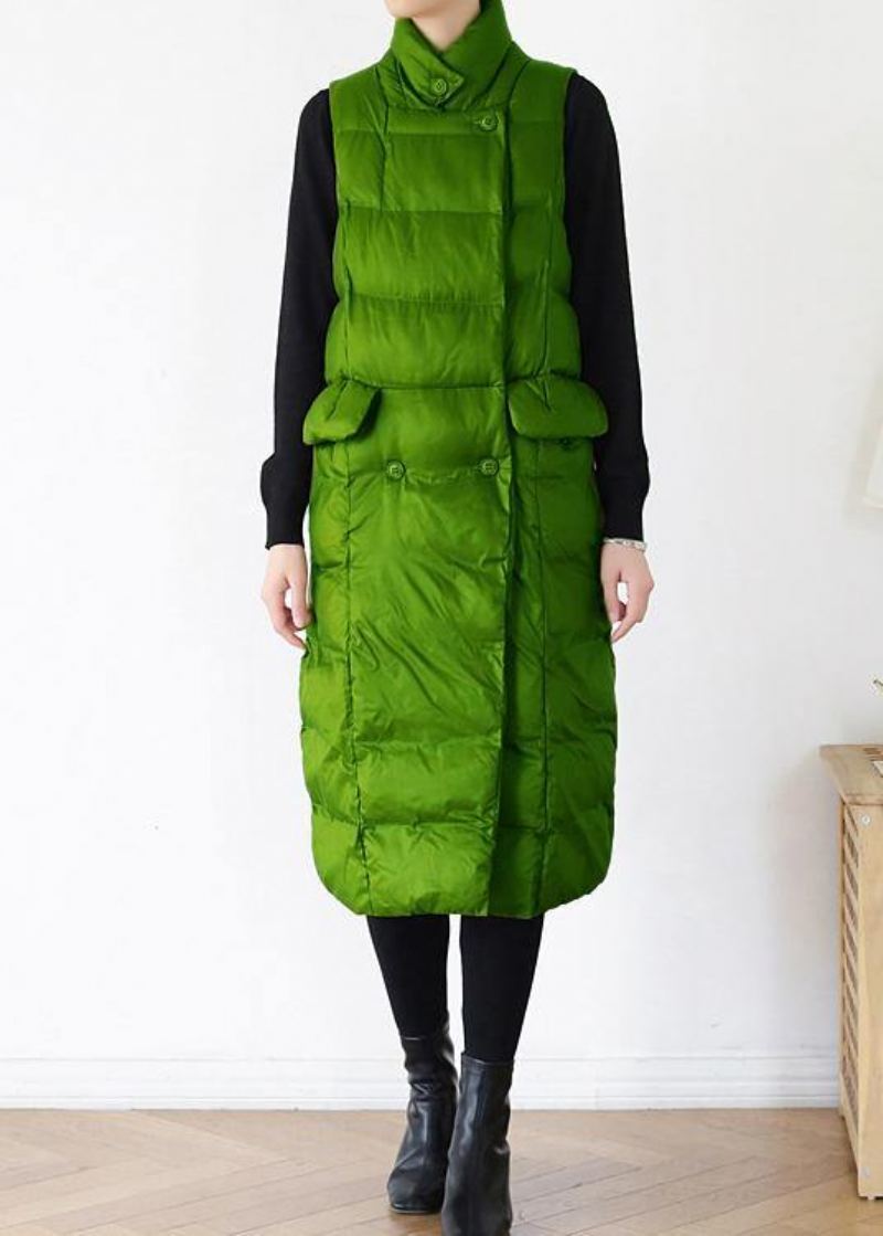 Parka D'hiver Vert Fin À L'arrière Vêtements Grande Taille Veste À Col Montant D'extérieur Sans Manches - Jaune Vert