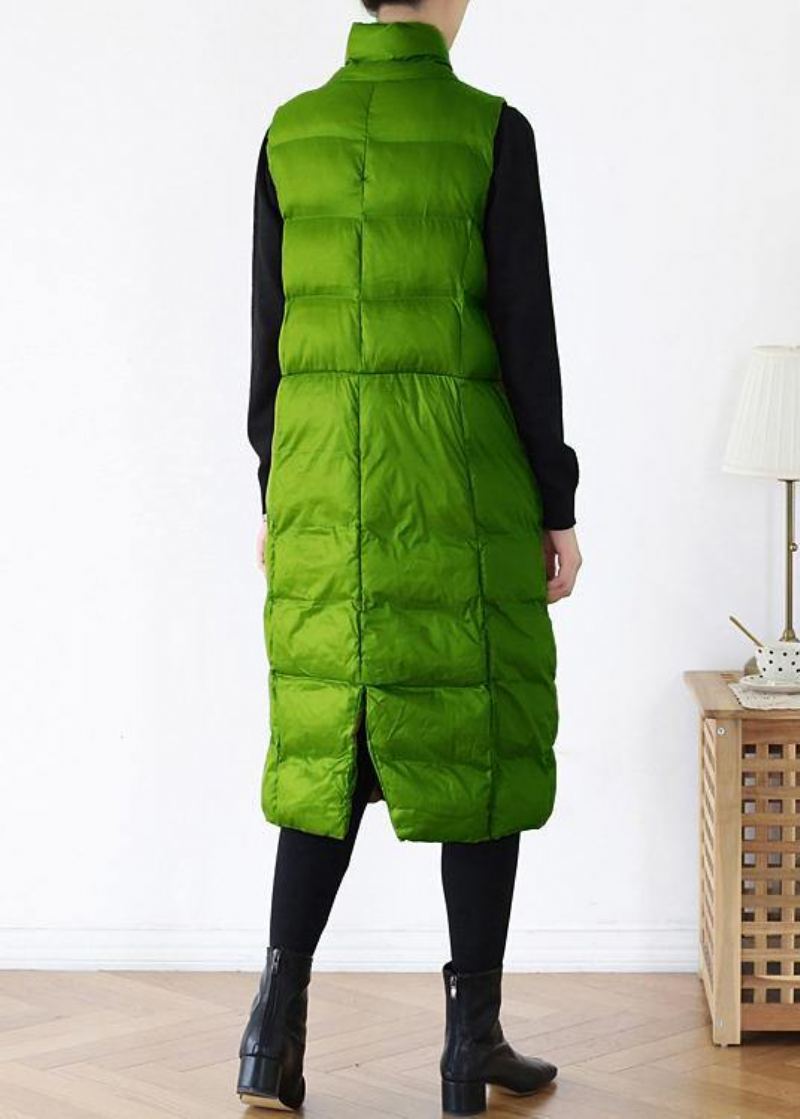 Parka D'hiver Vert Fin À L'arrière Vêtements Grande Taille Veste À Col Montant D'extérieur Sans Manches - Jaune Vert