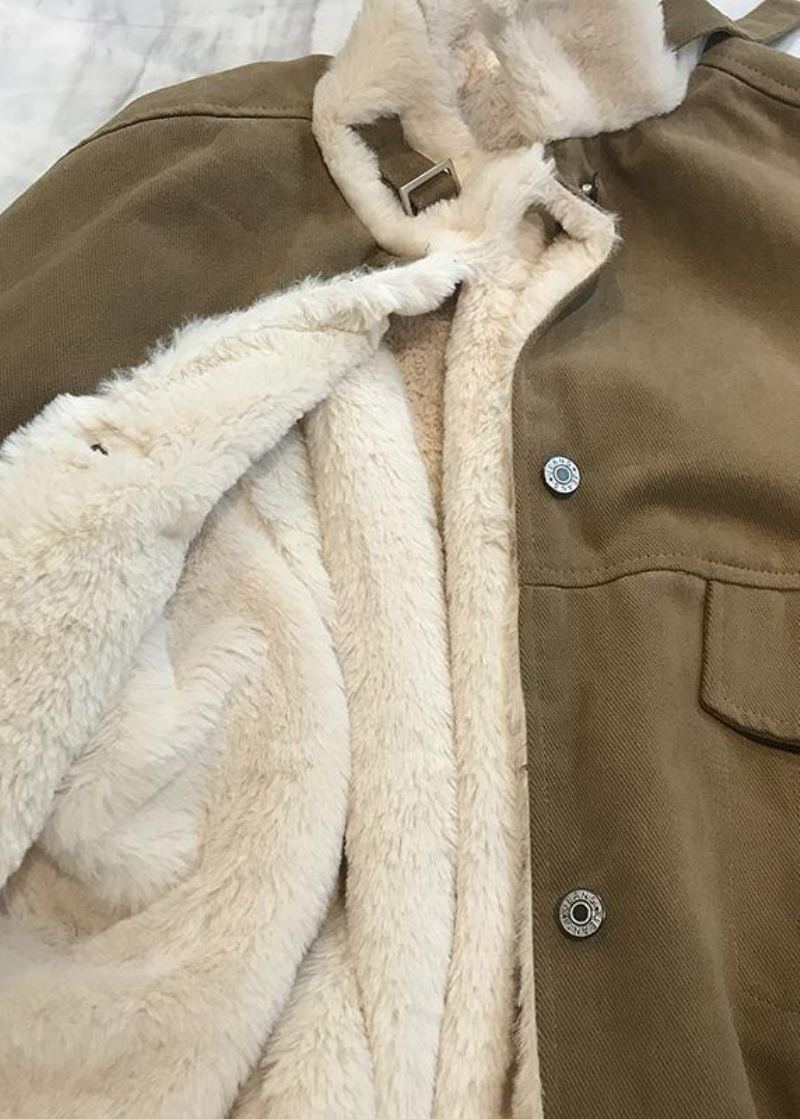 Parka Kaki Élégante Pour Femme Manteau D'hiver Chaud Et Ample Col Montant Vêtements D'extérieur Épais - Kaki