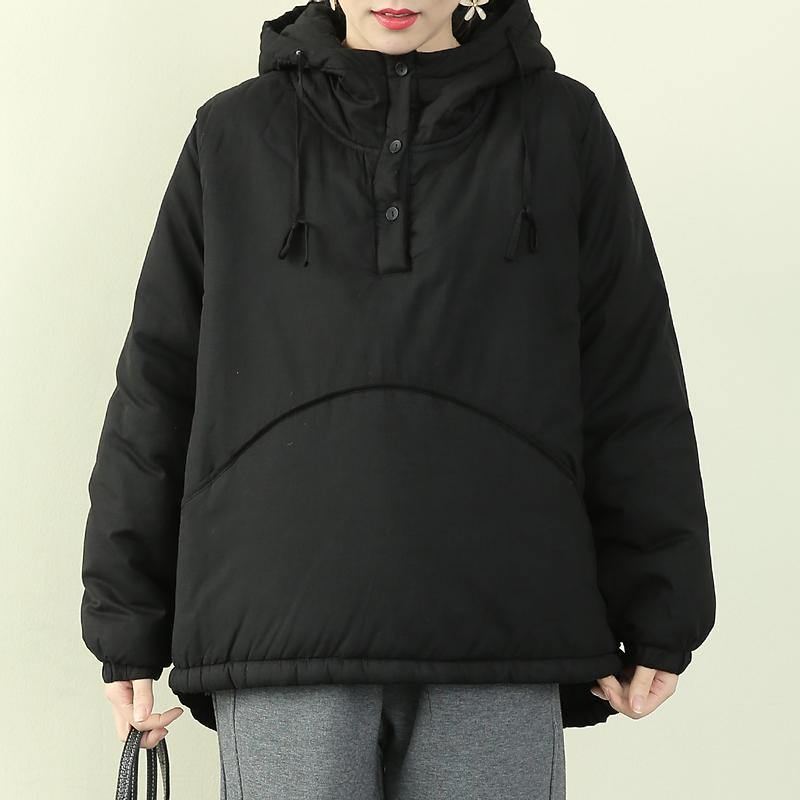 Parka Noire Élégante Pour Femmes Vestes De Neige Grande Taille Manteaux À Capuche Avec Cordon De Serrage