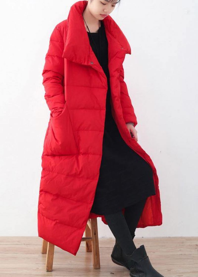 Parka Tendance Grande Taille Pour Femme Manteau À Col En V Rouge Épais Et Chaud Hiver 2024