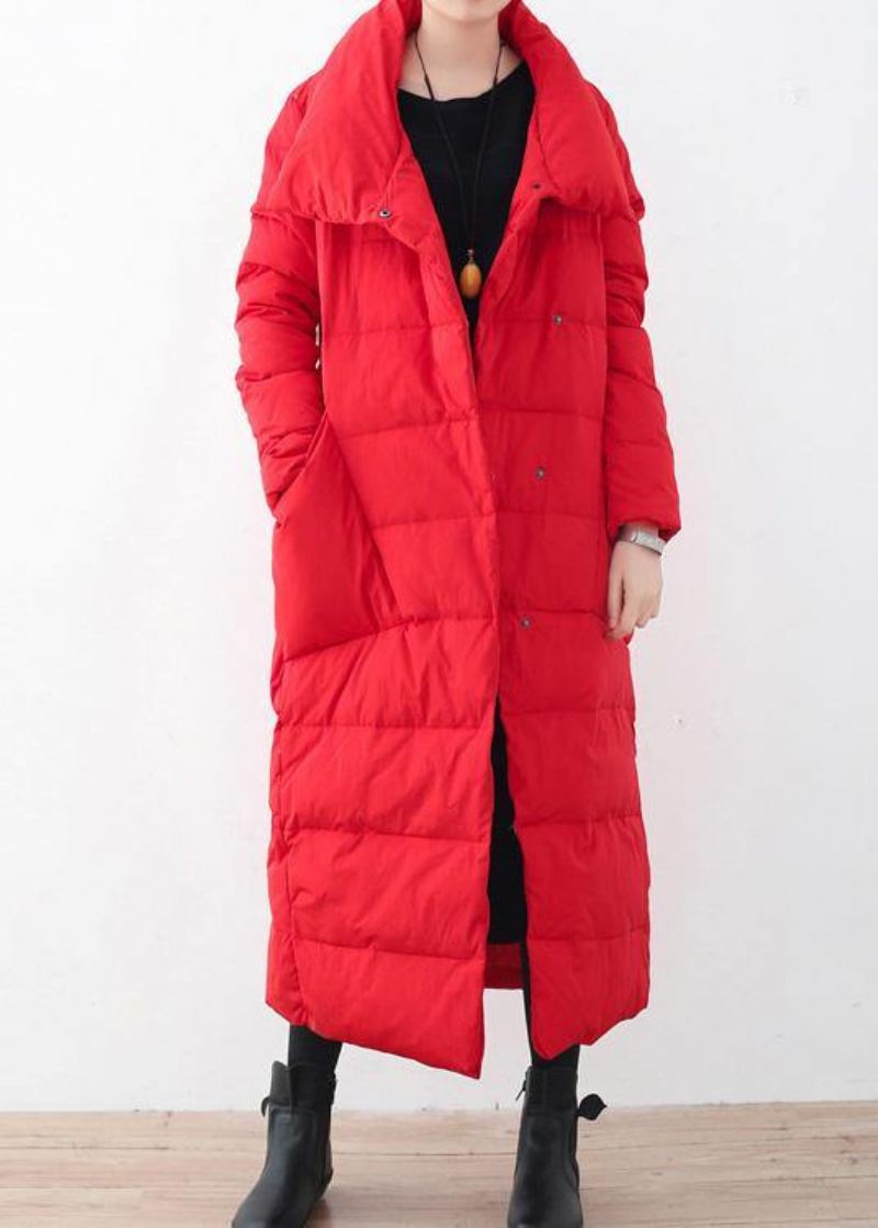 Parka Tendance Grande Taille Pour Femme Manteau À Col En V Rouge Épais Et Chaud Hiver 2024 - Argent