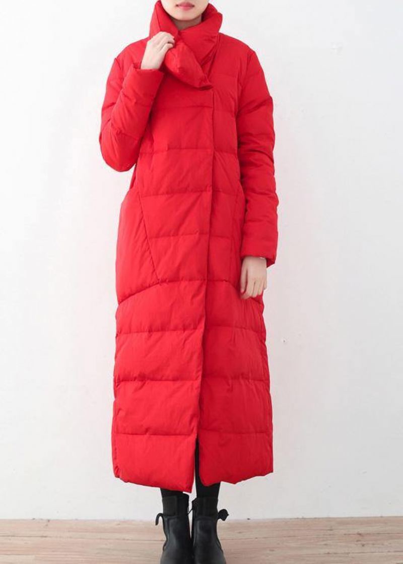 Parka Tendance Grande Taille Pour Femme Manteau À Col En V Rouge Épais Et Chaud Hiver 2024 - Argent