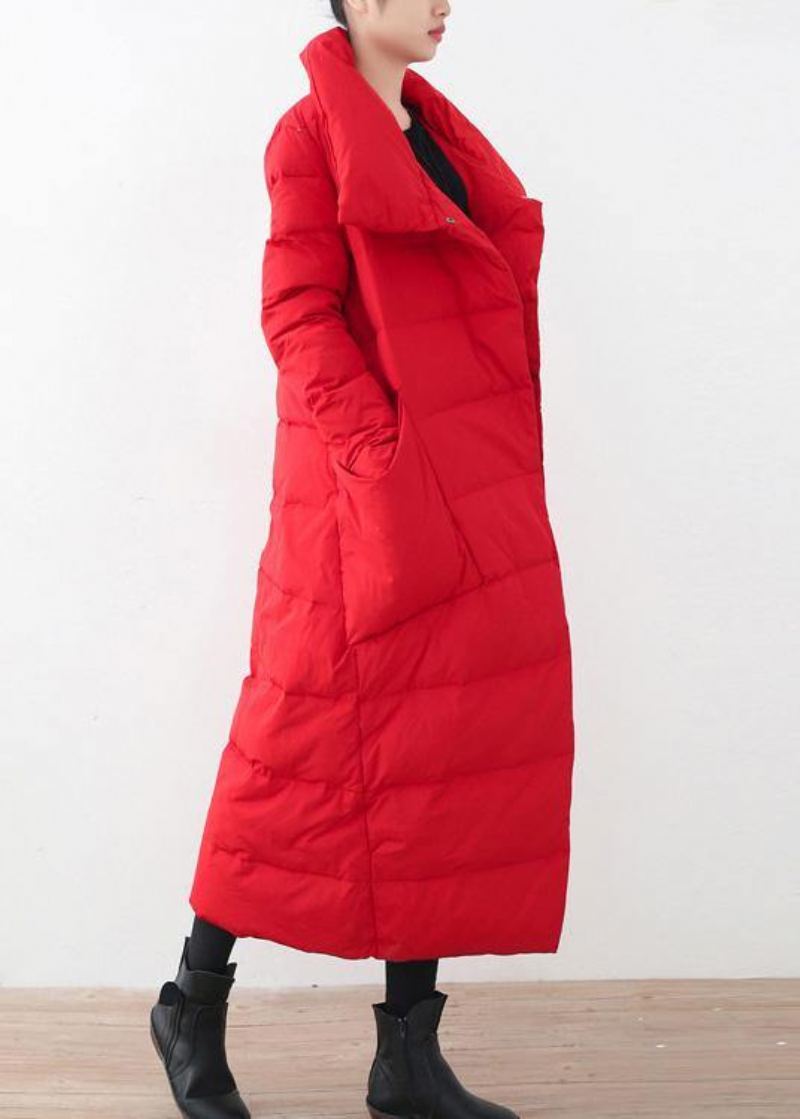 Parka Tendance Grande Taille Pour Femme Manteau À Col En V Rouge Épais Et Chaud Hiver 2024 - Argent