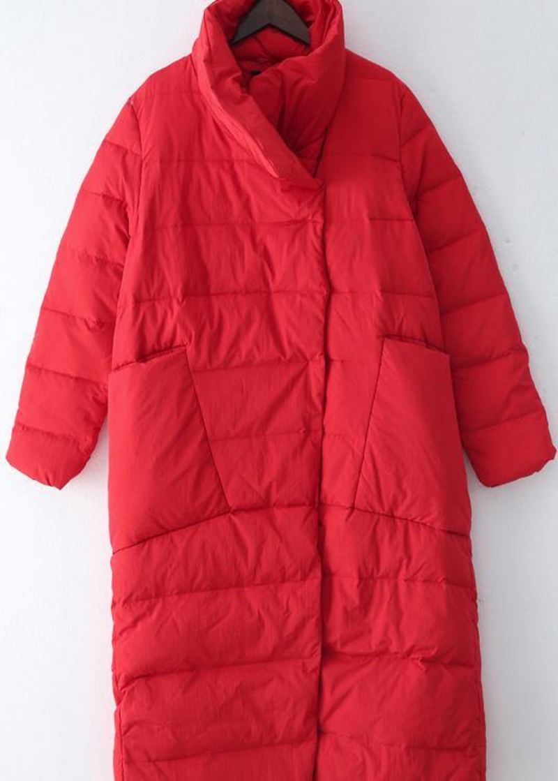 Parka Tendance Grande Taille Pour Femme Manteau À Col En V Rouge Épais Et Chaud Hiver 2024 - Argent