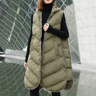 Parka Vert Armée De Luxe Décontracté À Capuche Sur Manteau Femmes Trench Sans Manches