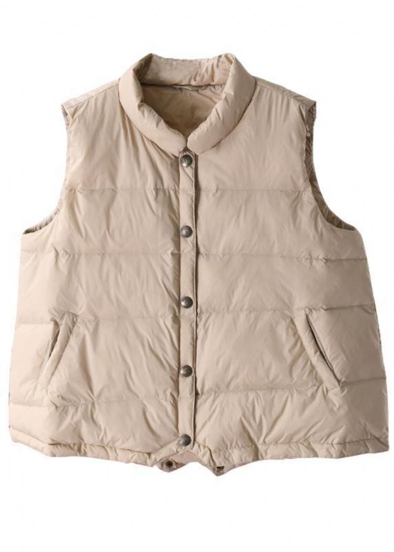 Parkas Beige Chaud Vestes De Neige Tendance Grande Taille Col Montant Vêtements D'extérieur Sans Manches Hiver - Doudounes femmes