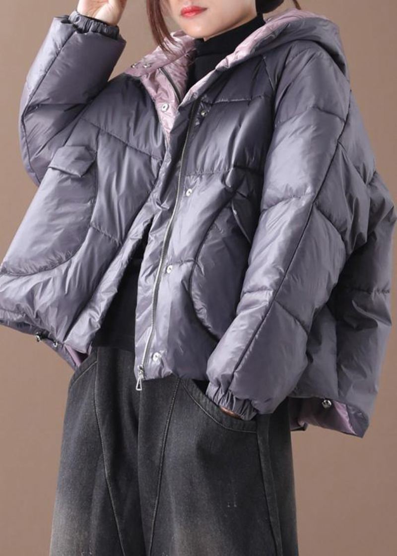 Parkas Gris Chaud Grande Taille Manteau Épais À Capuche D'hiver