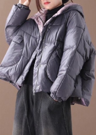 Parkas Gris Chaud Grande Taille Manteau Épais À Capuche D'hiver