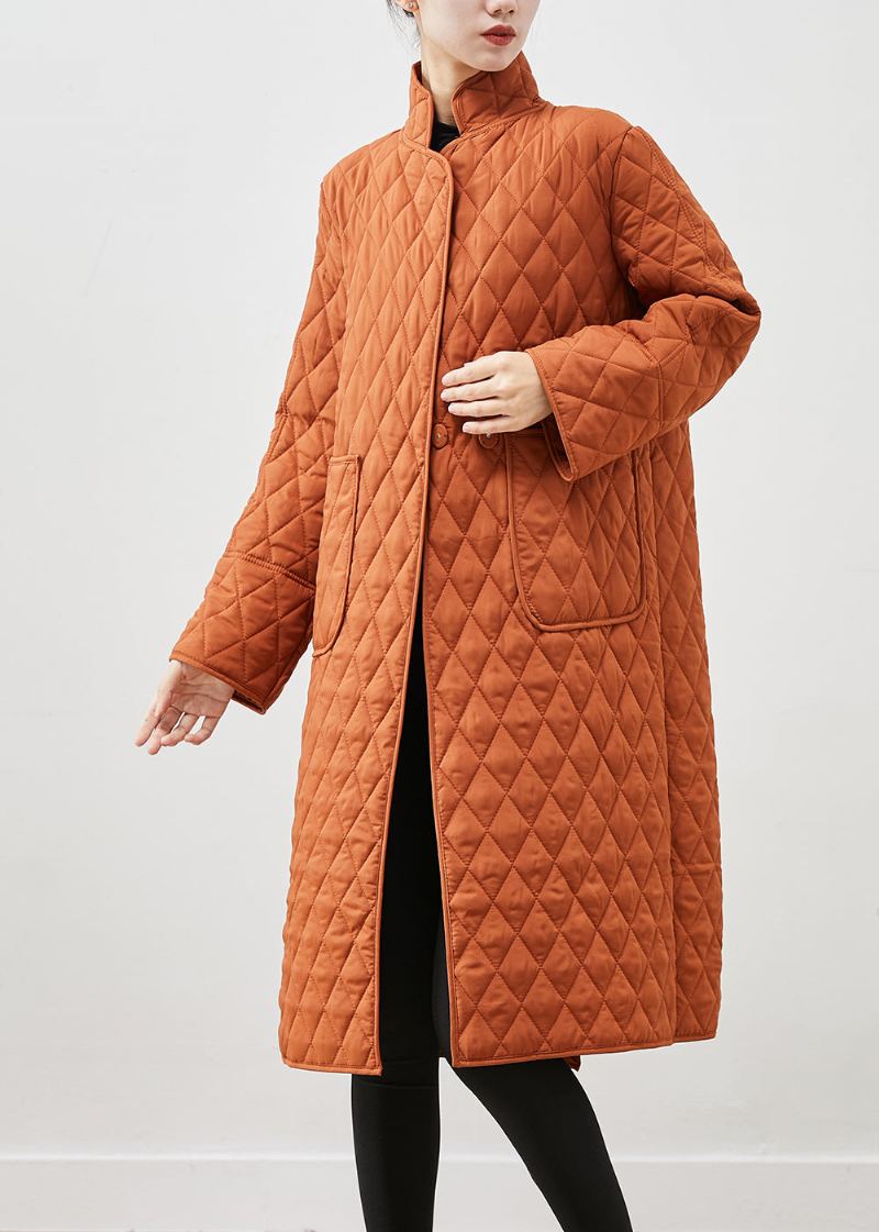 Parkas D'hiver En Coton Fin Avec Poches Surdimensionnées Orange Modernes - Doudounes femmes