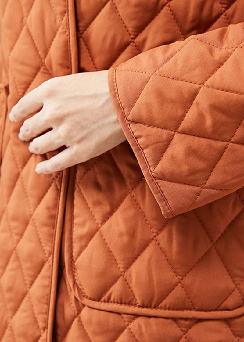 Parkas D'hiver En Coton Fin Avec Poches Surdimensionnées Orange Modernes - Doudounes femmes