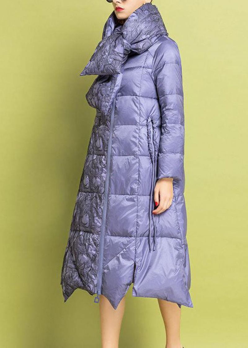 Parkas D'hiver En Coton Fin Brodé Violet Chic Design Asymétrique - Doudounes femmes