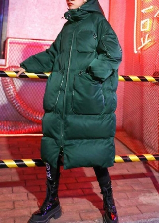 Parkas D'hiver Verts De Luxe Vestes De Neige Amples Manteaux À Capuche Et À Fermeture Éclair