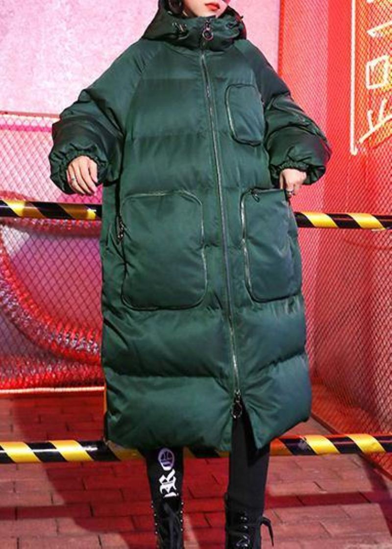 Parkas D'hiver Verts De Luxe Vestes De Neige Amples Manteaux À Capuche Et À Fermeture Éclair - Vert