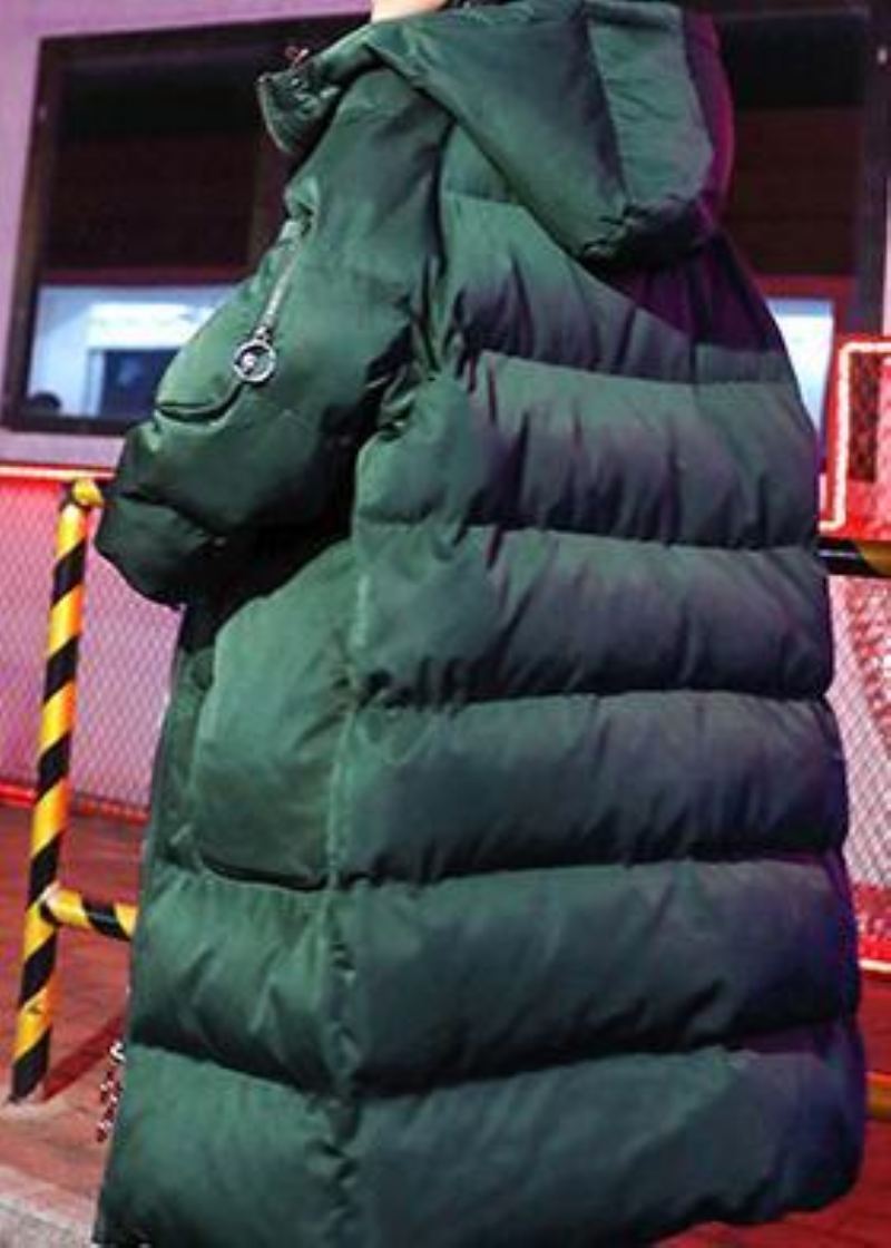 Parkas D'hiver Verts De Luxe Vestes De Neige Amples Manteaux À Capuche Et À Fermeture Éclair - Vert