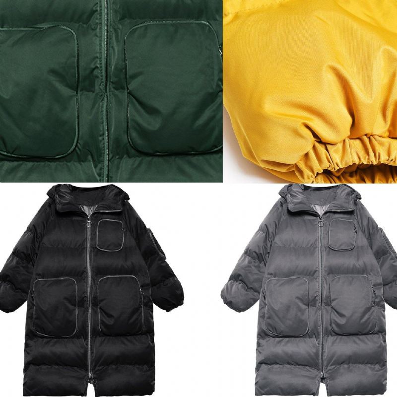 Parkas D'hiver Verts De Luxe Vestes De Neige Amples Manteaux À Capuche Et À Fermeture Éclair - Vert