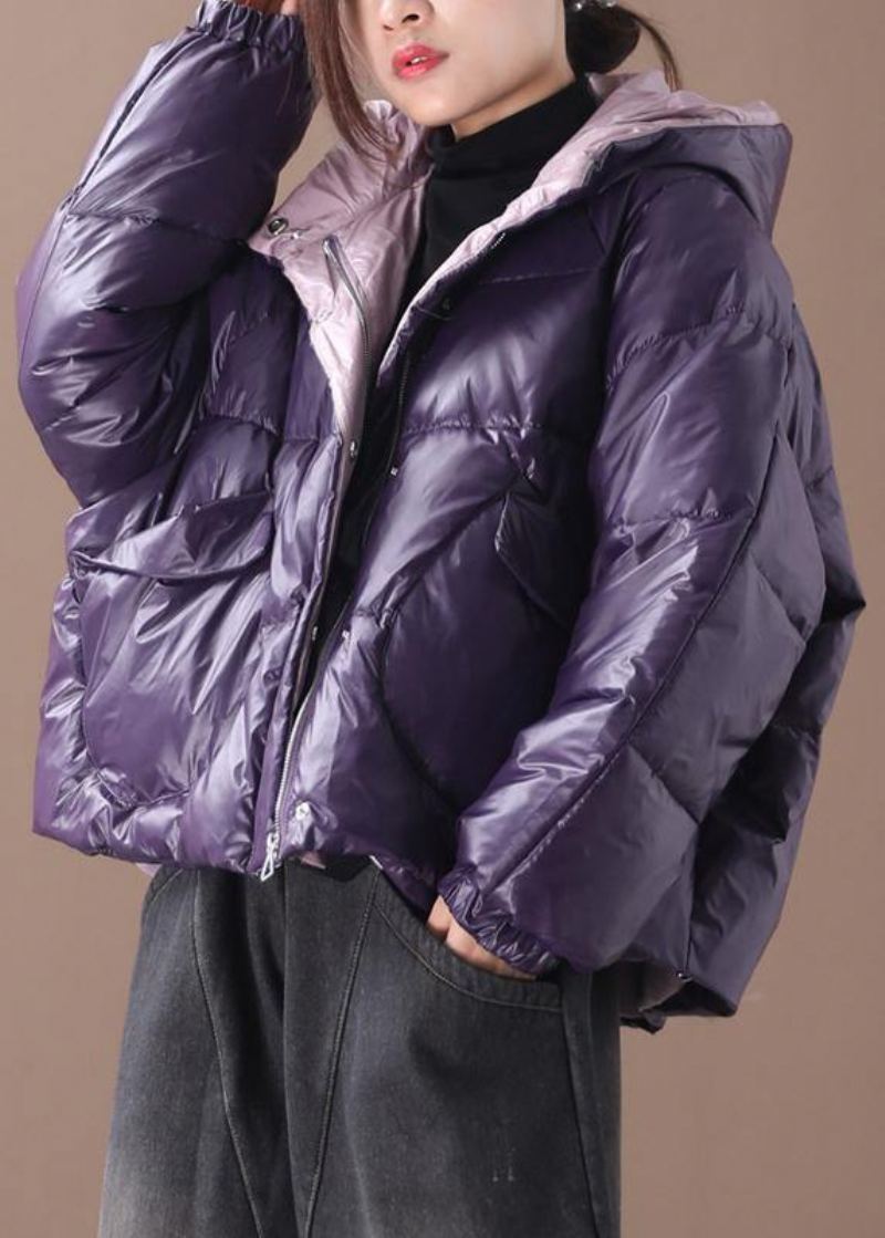 Parkas De Luxe Violet Pour Femmes Manteaux D'hiver À Capuche Vêtements Épais