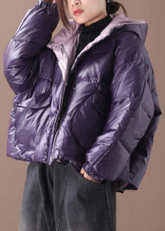 Parkas De Luxe Violet Pour Femmes Manteaux D'hiver À Capuche Vêtements Épais