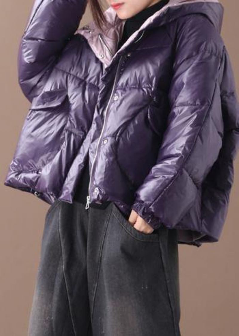 Parkas De Luxe Violet Pour Femmes Manteaux D'hiver À Capuche Vêtements Épais - Doudounes femmes