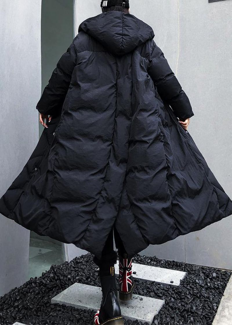 Parkas Noirs Fins Pour Femmes Grande Taille Poches À Capuche Vêtements D'extérieur Hiver - Doudounes femmes