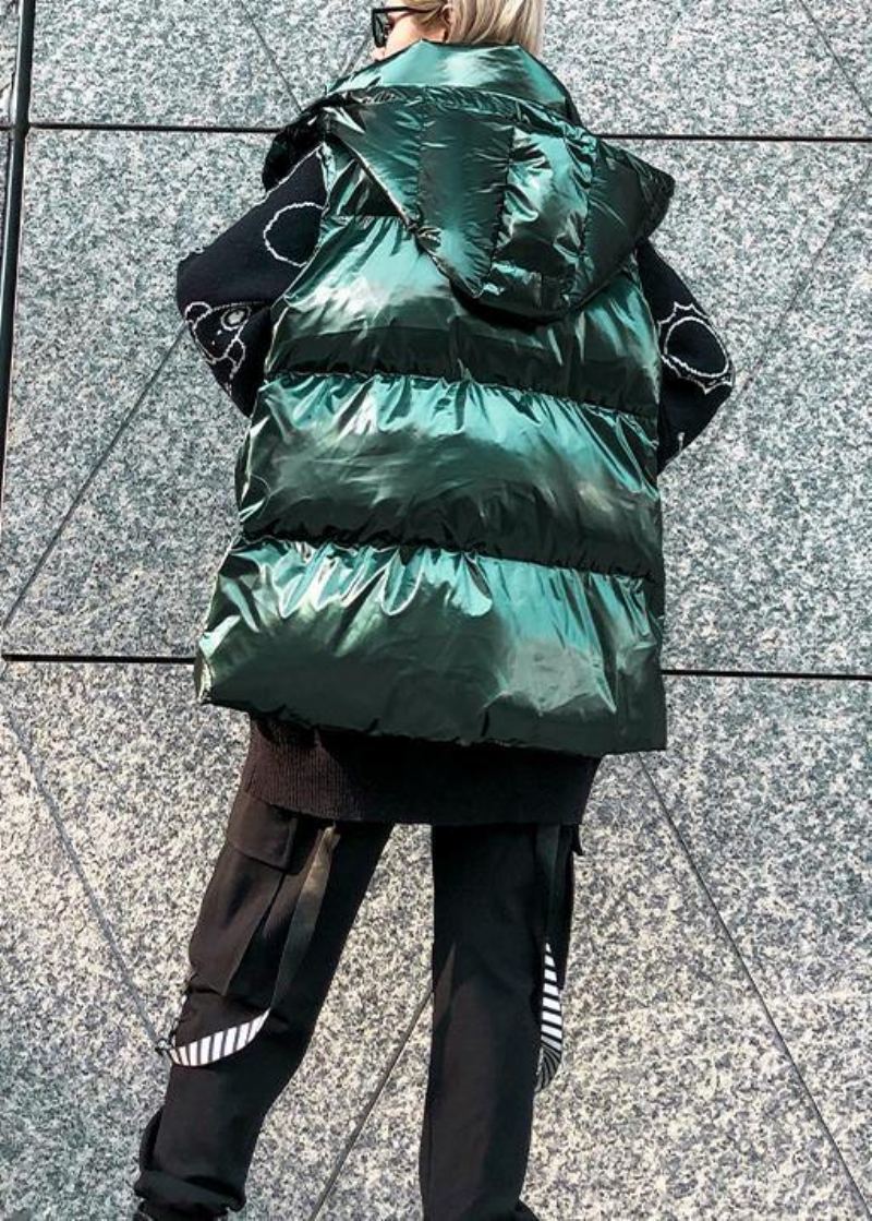 Parkas Verts Fins Pour Femmes Manteaux D'hiver Sans Manches À Capuche Grande Taille - Vert