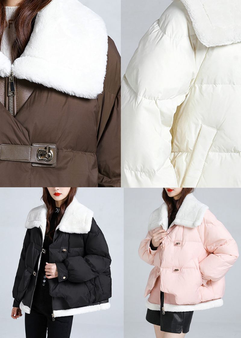 Poches Blanches Patchwork Faux Deux Pièces Doudoune Remplie De Coton Fin Hiver - Doudounes femmes