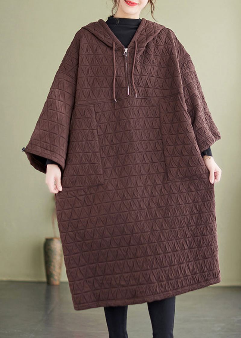 Poches De Café Patchwork Robes Remplies De Coton Fin À Capuche Hiver - Doudounes femmes