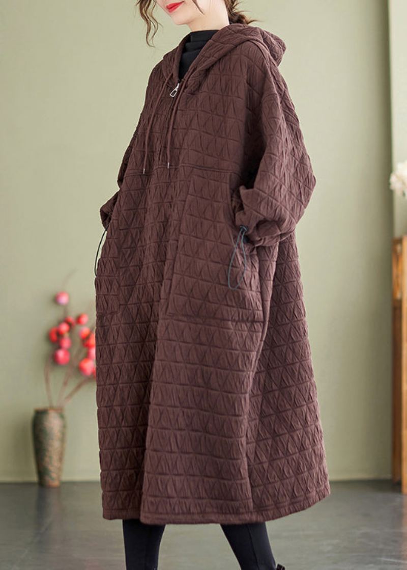 Poches De Café Patchwork Robes Remplies De Coton Fin À Capuche Hiver - Doudounes femmes